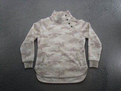 Green Tea Fleece Pullover Sweater Jacket Mock Neck Camo Women's Size M