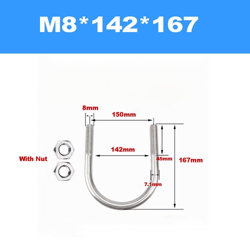 304 SS U-Screw / U-Bolt / U-Clamp / Pipe Clamp Fixing Clip M6M8M10M12M16 - Picture 51 of 97