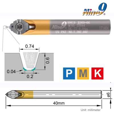 Nine9 X060 engraving tool with 30° indexable carbide insert | eBay