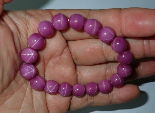 Star Opaque Ruby 10x10 mm Bead 6 Rayed Lab-created about 12 carat 4 Beads Lot - Picture 9 of 10
