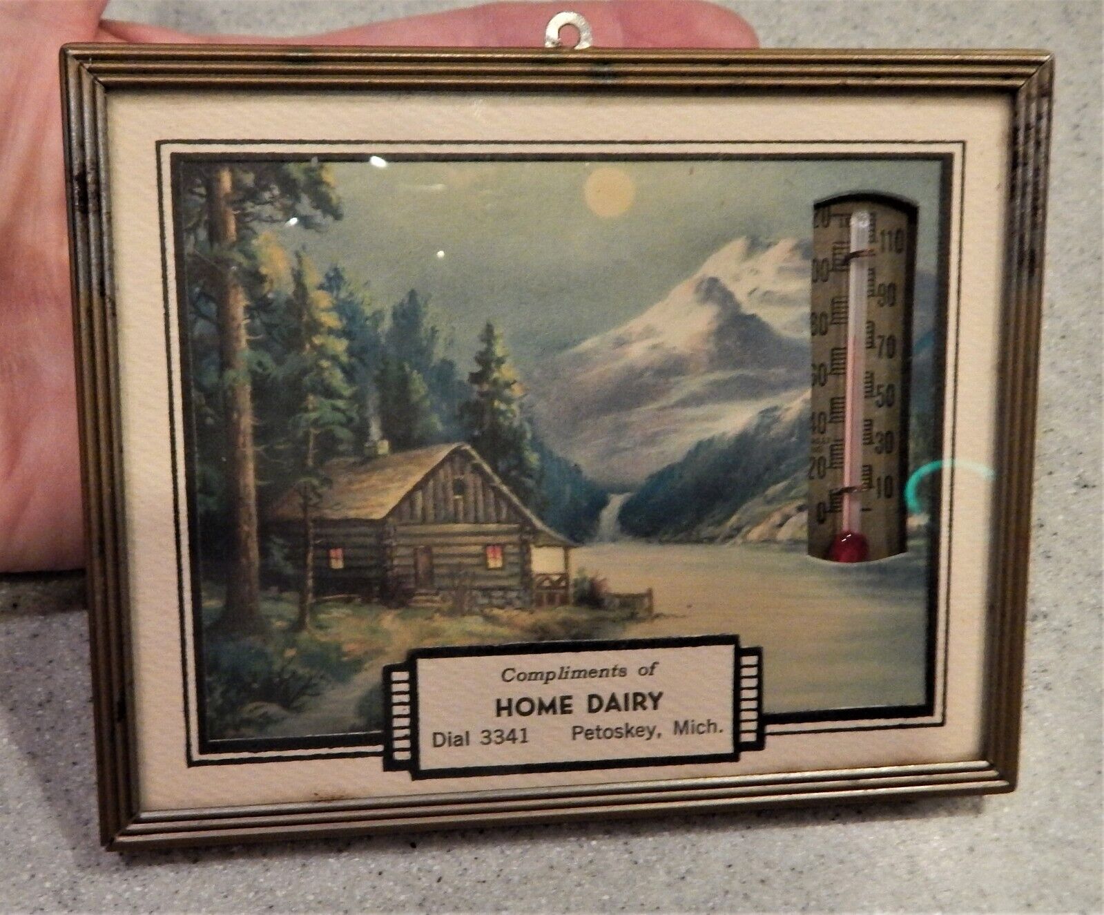Home Dairy  Petoskey, Mich. Mi. Wall Hanging Thermometer - Circa 1935