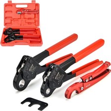 Angle Head F1807 PEX Pipe Crimping Tool Copper Rings 1/2&3/4Inch Two Crimper Set