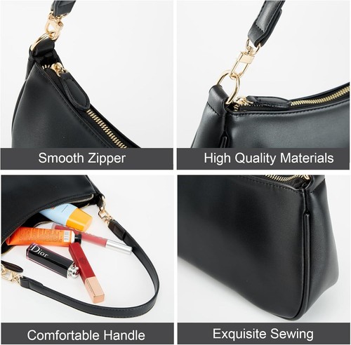 Women’s Shoulder Bag 2 Removable Straps Zipper Closure Crossbody Tote Clutch - Picture 6 of 6