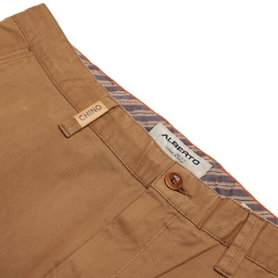 Alberto NWT Chinos / Casual Pants Size 40 US Slim Solid Tan Cotton Blend