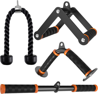 Cable Machine Attachment Set - Lat Pulldown with Non-Slip Grips, Orange
