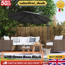 Image of Outsunny 3 x 3(m) Cantilever Roma Parasol Garden Umbrella with Cross Base Black