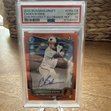 2025 Bowman Draft #CPA-CD Caden Bodine True Orange Auto /25  PSA 10 - Pop 1