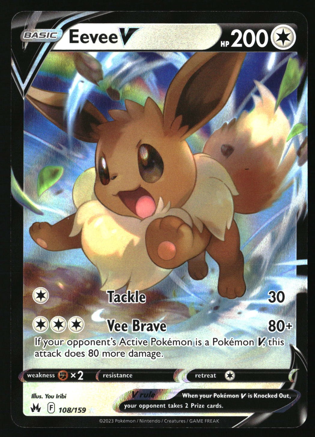 EEVEE V 108/159 HOLO V RARE CROWN ZENITH POKEMON NEAR MINT