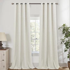 Blackout Curtains 96 Inches Long,Linen Grommet Thermal Insulated Black Out Ru...