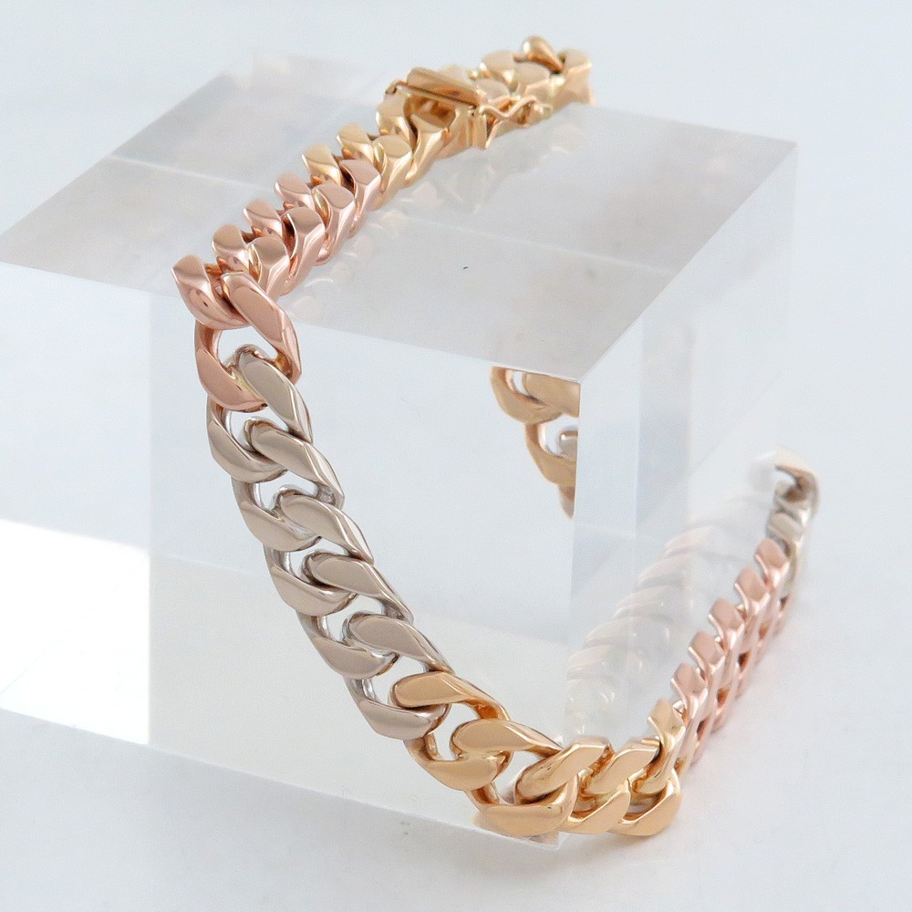 Bracelet - Solid - Flat Curb Pattern - 18K / 750 … - image 4