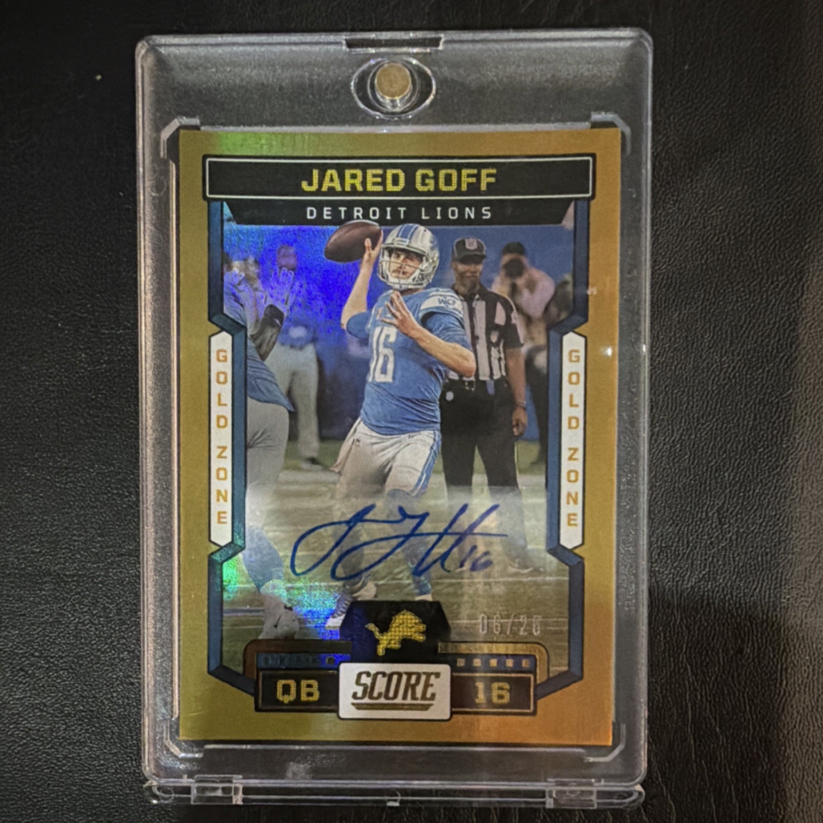 2023 Panini Score Jared Goff #79 Gold Zone Autograph /25  Detroit Lions