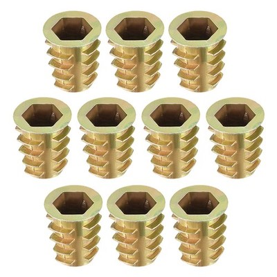 Threaded Insert Nuts Zinc Alloy Hex Socket M10 Internal Thread 20mm Length 10pcs