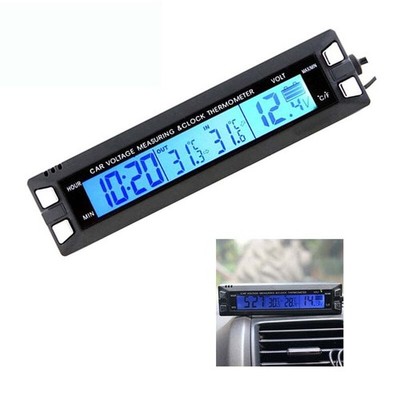 Car Temperature Clock Dashboard Voltage Alarm Thermometer Voltmeter LCD Screen