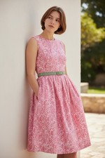 Boden Girls Pink Floral Belted Dress midi New Tags 15-16yrs