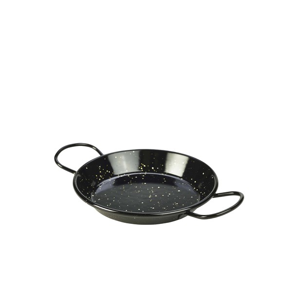 Black Enamel Miniature Paella Pan For Presenting Food 15cm Pack of 10