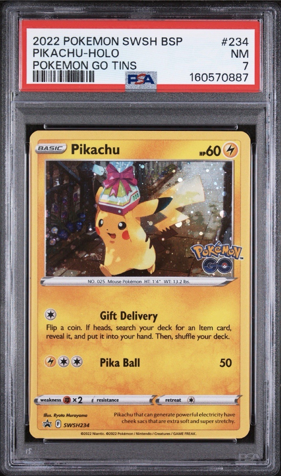 2022 POKEMON SWSH BLACK STAR PROMO #234 PIKACHU-HOLO POKEMON GO TINS PSA 7