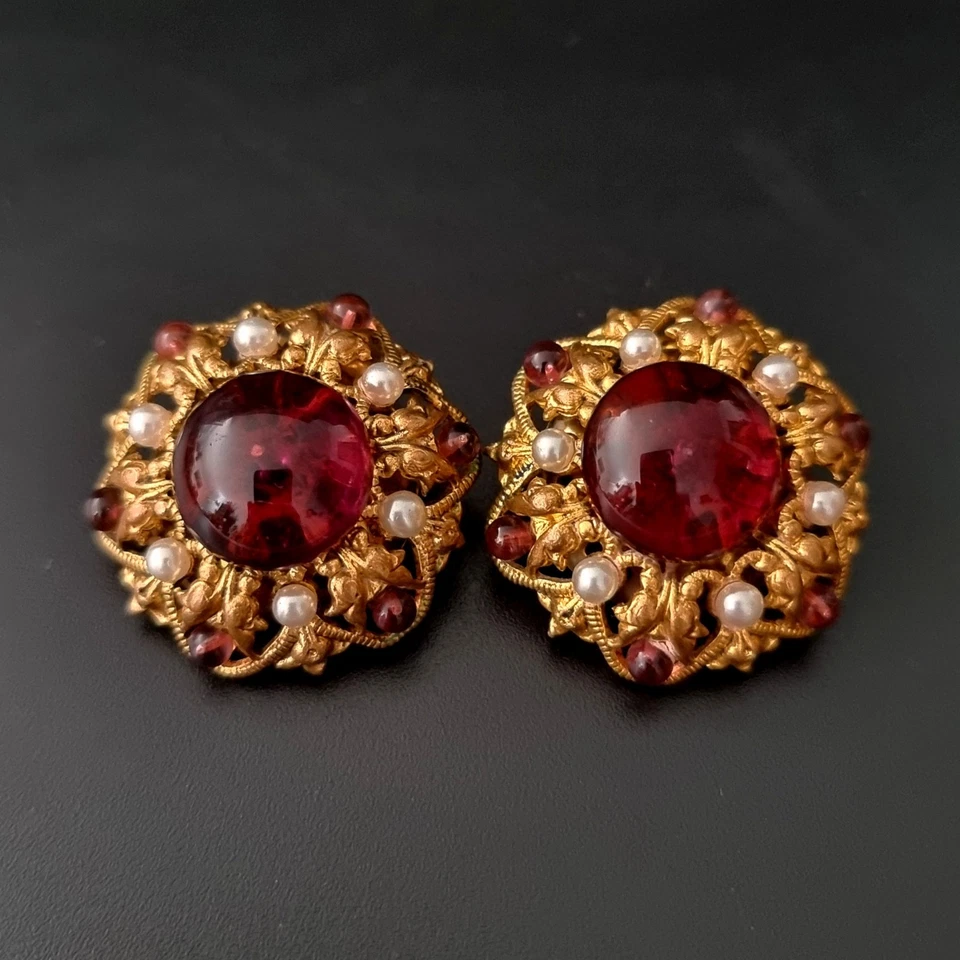Louis Rousselet for Chanel Sublimes boucles d'oreilles clips Vintages Earrings - Photo 3/4