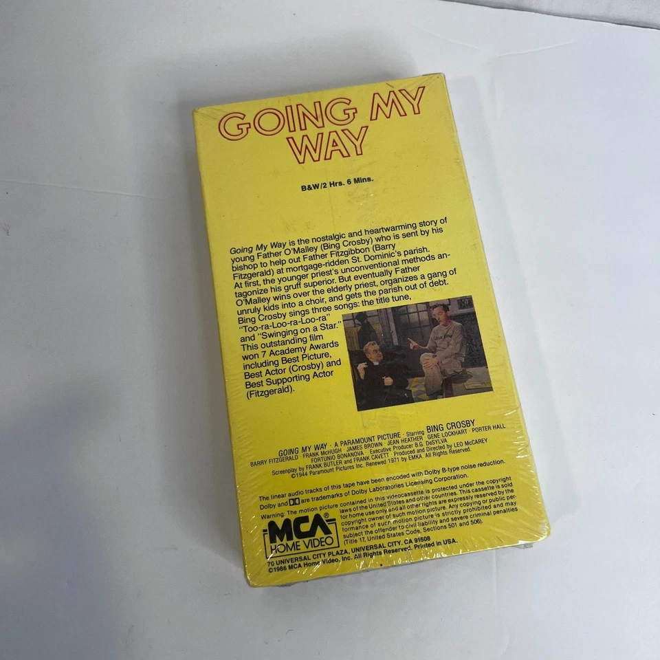 Going My Way Bing Crosby VHS Hi Fi SEALED 1986 MCA Home Video Dolby System - Image 2 of 4
