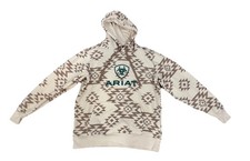 Ariat Hoodie Womans Medium Southwestern Aztec Print Sweatshirt Tan Pullover