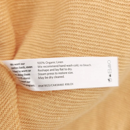 EILEEN FISHER 100% Organic Linen Knit Pullover Sweater Yellow PETITE SMALL PS - Picture 6 of 6