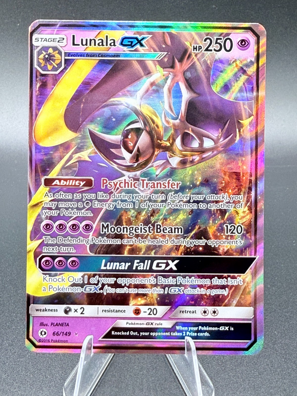 Lunala GX 66/149 - Ultra Rare Full Holo Sun & Moon Pokemon Card - LP