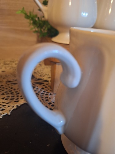 6er Set Vintage Weiße Federal Ironstone Fußbecher, neutrales Dekor, Kaffee... - Bild 5 von 10