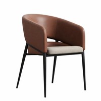 Eleganter Lounge-Stuhl Mit Braunem Leder Und Schwarzem Metallgestell