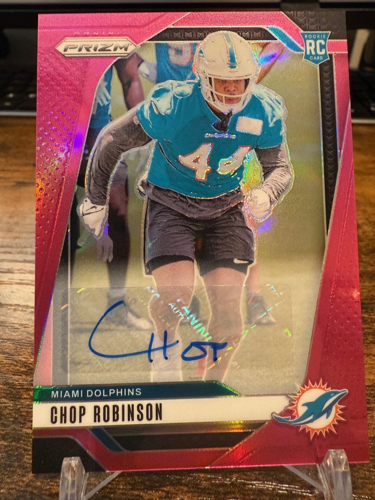 2024 Prizm Prizm #319 Chop Robinson Pink Prizm Rookie Auto - Miami Dolphins RC