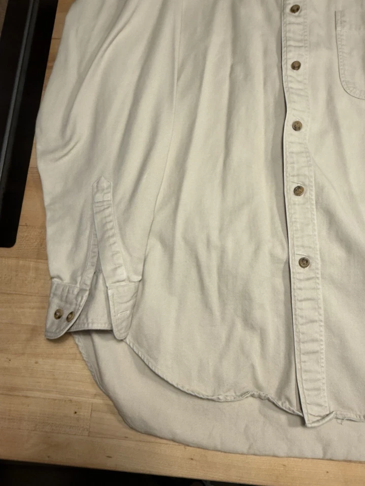 Camisa de Colección Tommy Hilfiger Cresta Abotonada Para Hombre Manga Larga Crema Mediana Sku11 Foto 4 de 4