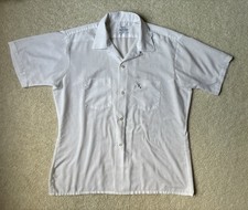 VTG 1960s Arrow Decton Loop Collar White Short Sleeve Shirt Crest Sanforized L