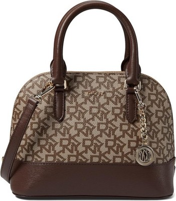 DKNY Bryant-Dome Saffiano Leather Small Satchel Legacy Crossbody Bag Coffee Rare