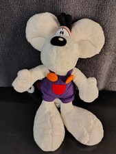Peluche Salopette Violette Poche Rouge Boutons Oranges 30cm Diddl Vintage Ancien
