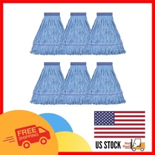 Efficient Blue Cotton Mop Head Refill Pack of 6 - Long Lasting & Safe for Floors