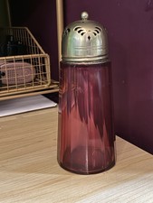 Victorian 19th C Cranberry and EPNS Sugar Sifter Shaker