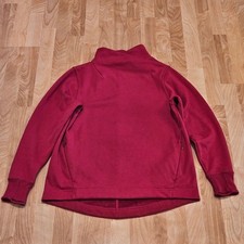 Athleta Cozy Karma Sweatshirt Size M Red Funnel Neck Fleece Pullover Lounge Ath