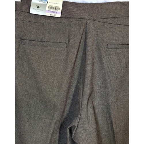 Worthington Womens Dress Pants Modern Fit Slim Leg Brown Size 16P Careerwear New - Picture 4 of 9