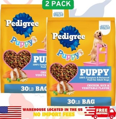 Pedigree Puppy Chicken, Rice and Vegetable Flavor Dry Puppy Food, 2x30 lbs