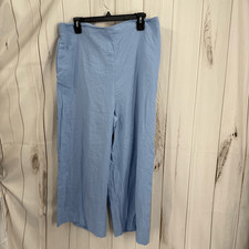 Mango Women’s XL Blue Linen Minimalist Wide Leg Pants New