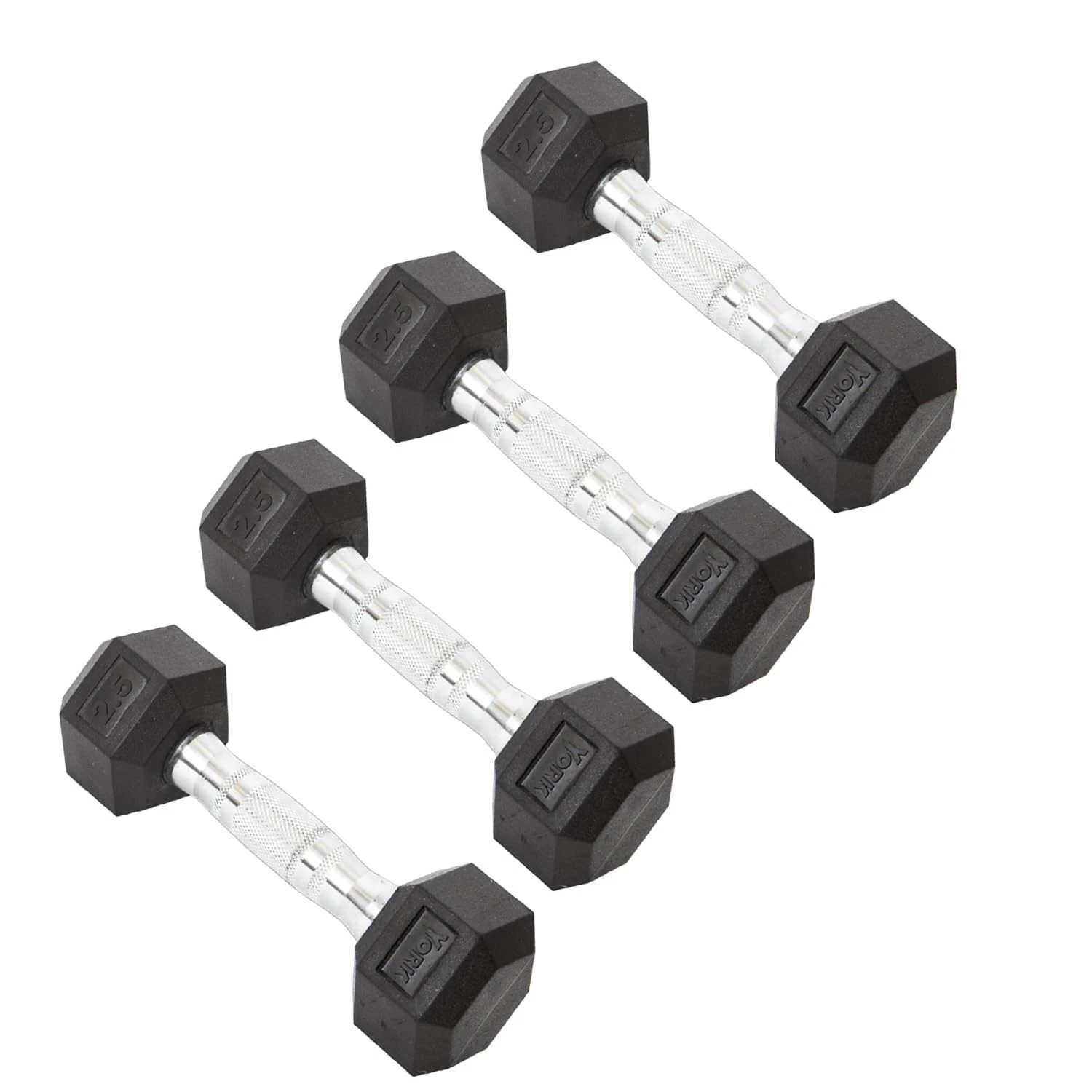 York Barbell Hex Dumbbell Set 2.5LB Rubber Coated Fixed Weight Dumbbells Pack 4