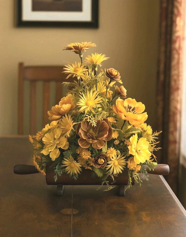 Maceta enrollable vintage años 60/70 flores de plástico pequeña decoración floral retro  Foto 2 de 4