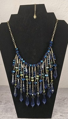 ROBERT ROSE Cobalt Blue Teardrop And Round Beaded Necklace 20''