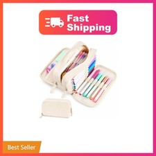 Sooez Big Capacity Pencil Case Pen Pouch, Soft Corduroy Pencil Bag  with 3 C...