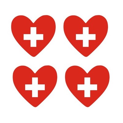 4 X Swiss flag Heart Iron on Screen Print transfer Switzerland Team