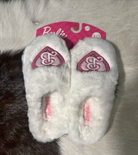 Barbie Slippers White Slide-In Size Girls 2/3 New with tags
