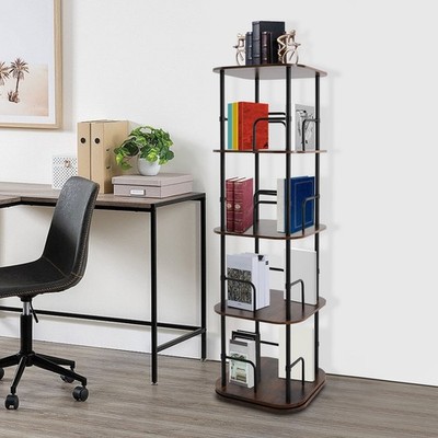 4-Tier 360° Rotating Bookshelf Floor Standing Bookcase Bedroom Office Study Room