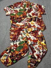 Jams World Shirt Pants Set Womens Medium Food Art Salsa Multicolor Made USA