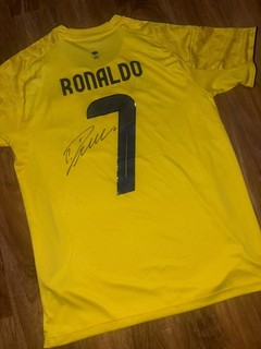 Cristiano Ronaldo Signed Al Nassr Home Shirt with Coa included