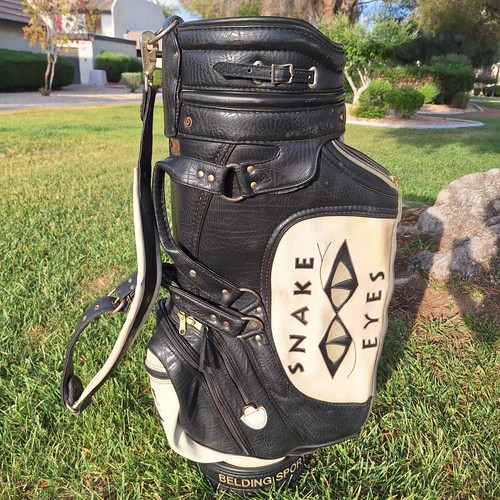 Belding Sports SNAKE EYES Leather Golf Bag with Rain Hood Cover Black and White - Picture 3 of 19