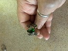 ON SALE! Vintage Green Glass Teardrop Ring Has Design See Pictures Please! — photo 5