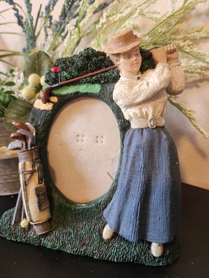 Vintage 1993 Resin Golf Woman Photo Frame   Figi Graphics Figurine Frame   Sport